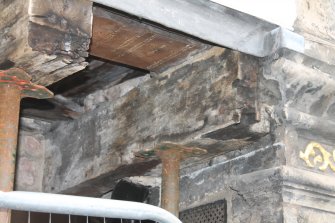 Standing building survey, Beam 1, General view, John Knox's House, 45 High Street, Edinburgh