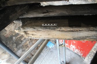 Standing building survey, Beam 6, Detail of S-facing side of beam, John Knox's House, 45 High Street, Edinburgh