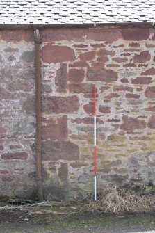 Standing building survey, Barn H and I, NW Elevation, Detail of phase line between Barns H and I, Boghead Farm, Ethie
