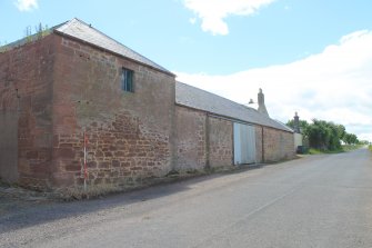 Standing building survey, Barn D and H, NW Elevation, Detail of phase line between Barns D and H, Boghead Farm, Ethie
