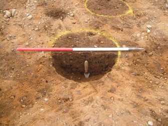 Archaeological evaluation, N facing section pit [0201], East Beechwood Farm, Highland