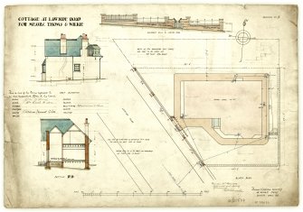 East Elevation, Section DD and block plan for cottage at Lawside Road.

Drawing No.3

Inscription 'Dundee, 21st May 1909. Approved of on behalf of the Superior. Lt. F Salmond'


