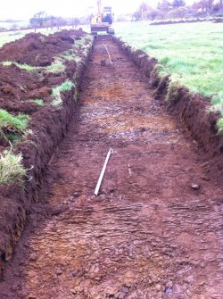 Archaeological evaluation, Plough furrows in trench 35, Townend Brae, Phase 2, Symington