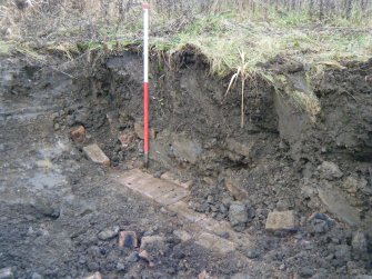 Evaluation Photograph, Trench 5. East-facing section, facing W, Harvester's Way, Wester Hailes