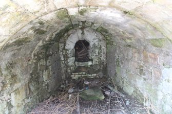 Historic building survey, Detail of central drawhole 14b to the centre of the kiln, W side (close detail), Limekilns, Harbour Road, Charlestown