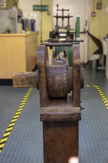 Interior. Third floor. Goldsmiths workshop. Detail of wire straightening machine, hand-operated and possibly dating from the 19th century.