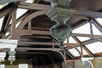 Historic Building Recording Photograph, Detail of truss decoration, facing south-east, Dalkeith Corn Exchange