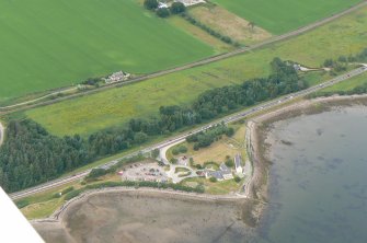 General aerial view of Foulis Ferry on the Cromarty Firth, looking N.