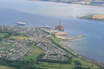 Aerial view of Invergordon  & harbour, Easter Ross, oblique view, looking SE.