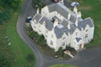 Aerial view of Old Eilean Aigas house, near Kilmorack, near Beauly, looking W.