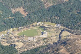 Aerial view of Kildermorie Lodge, near Evanton, Easter Ross, looking NE.
