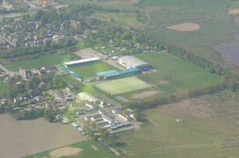 Aerial view of Victoria Park Stadium, Dingwall, Easter Ross, looking NW.