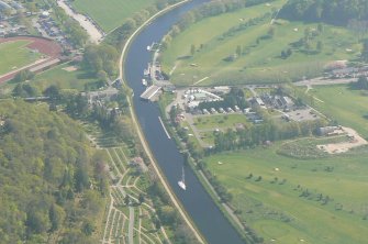 Aerial view of Torvean Swing Bridge, Inverness, looking SE.