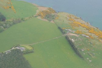 Aerial view of North Sutor Coastal Battery & Military  Camp, Cromarty Firth, looking E.