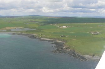 Aerial view of Holm Battery and Camp, Orkney, looking NW.