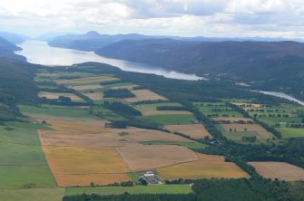 Aerial view of Cullaird Farm, SW of Inverness, looking SW down Loch Ness.