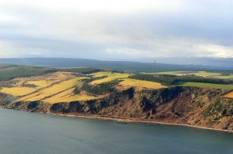 Aerial view of Black Isle coast and Eathie Gorge, looking W.