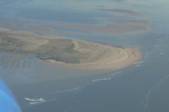 Aerial view of Dornoch Point (airfield and possible coastal defences) and sand banks, looking E.