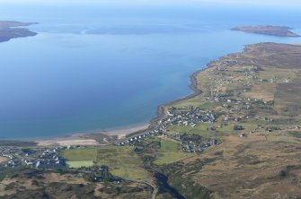 Aerial view of Gairloch Bay with Auchtercairn, Strath Sgitheachand Longa island, looking W.