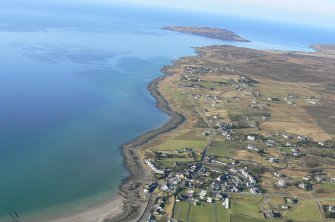 Aerial view of Strath, Smithtown and Lonemore (by Gairloch) with Longa Island and Big Sand, looking W.