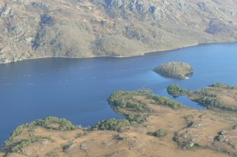 Aerial view of Isle Marie on Loch Maree (Wester Ross), looking ENE.
