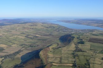 Long distance aerial view of the town of Dingwall along the River Peffary, looking NE.