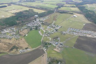 General oblique aerial view of Croy village, E of Inverness, looking S.