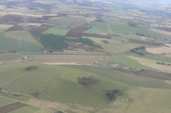 Oblique aerial view of Insch airstrip, Aberdeenshire, looking N.