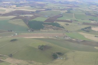 Oblique aerial view of Insch airstrip, Aberdeenshire, looking N.