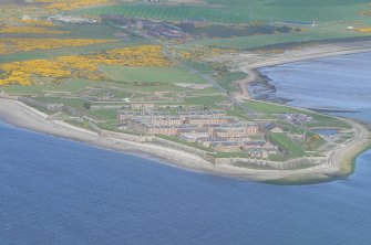 An Oblique aerial view of Fort George, Arderseir, E of Inverness, looking E.