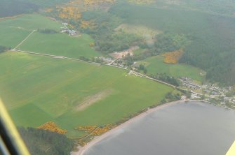 Oblique aerial view of the northern end of Loch Ness, with Dores village, looking E.