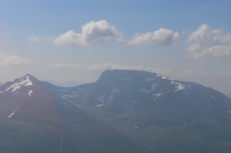 A distant oblique aerial view of Ben Nevis, looking S.