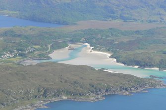 An oblique aerial view of Morar Bay, Wester Ross, looking SE.