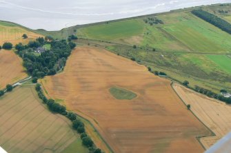 An oblique aerial view of Pictish cemetery at Tarradale, Beauly Firth, looking S.