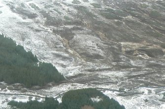 Oblique aerial view of north bank of Abhain Sgitheach, N of Strathpeffer, Easter Ross, looking NE.