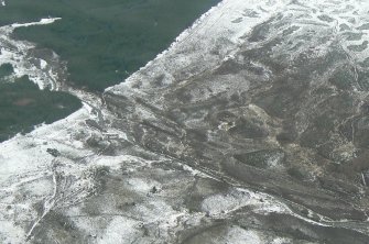 Oblique aerial view of rough ground in upper Strath Sgitheach, near Dingwall, looking NW.