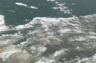 Oblique aerial view of rough ground in upper Strath Sgitheach, near Dingwall, looking W.