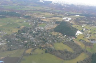 General oblique aerial view of the spa town of Strathpeffer, Ross-shire, looking SW.