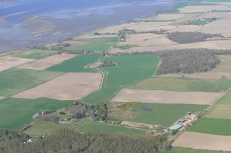 Oblique aerial view of the NW part of the Black Isle near Alcaig, Conon Bridge, looking NNE.