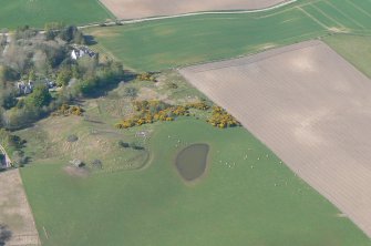 Oblique aerial view of field near Mulcaich Farm, Alcaig, Conon Bridge on the Black Isle, looking N.