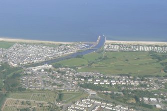 Aerial view of Nairn Fishertown and harbour, looking N.