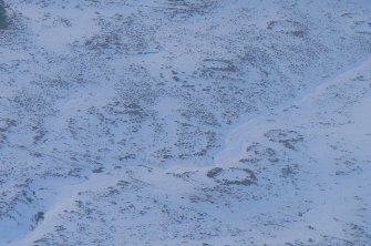 Aerial view of Strath Sgitheach hut circle settlement, near Dingwall, Easter Ross, looking NW.