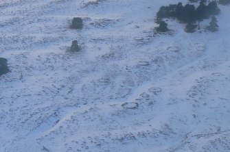 Aerial view of Strath Sgitheach hut circle settlement, near Dingwall, Easter Ross, looking NW.