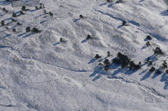 Aerial view of Strath Sgitheach hut circle settlement, near Dingwall, Easter Ross, looking SE.