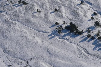 Aerial view of Strath Sgitheach hut circle settlement, near Dingwall, Easter Ross, looking SE.