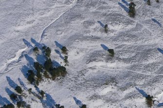 Aerial view of Strath Sgitheach hut circle settlement, near Dingwall, Easter Ross, looking NE.