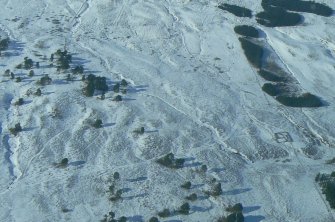 Aerial view of Allt na Criche (tributary of Abhainn Sgitheach), Strath Sgitheach, near Dingwall, Easter Ross, looking NW.