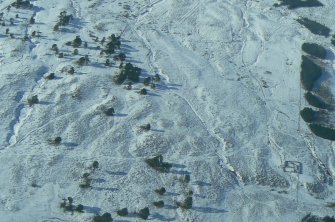 Aerial view of Allt na Criche (tributary of Abhainn Sgitheach), Strath Sgitheach, near Dingwall, Easter Ross, looking N.