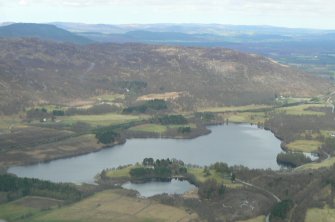 Aerial view of Loch Alvie, Spey Valley, looking N.