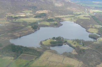 Aerial view of Loch Alvie, Spey Valley, looking N.